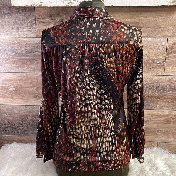 Miami International Ladies Vintage 70’s Button Up Dress Shirt Sz Small Brown - Picture 4 of 6